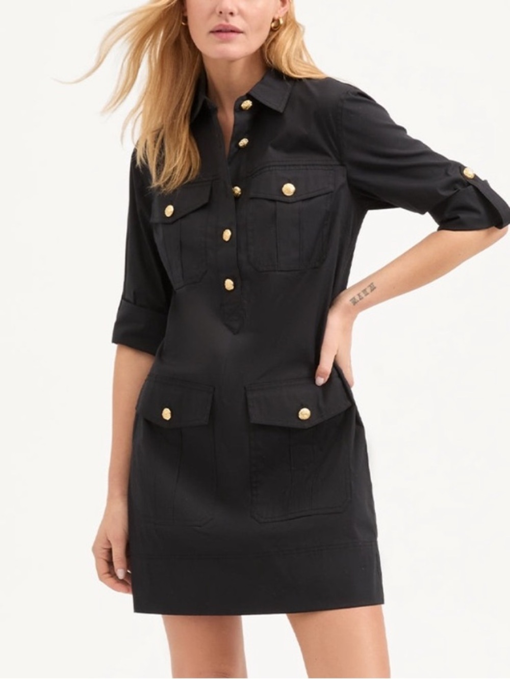 Veronica Beard Black Saude Cotton Blend Mini Shirt Dress NWT